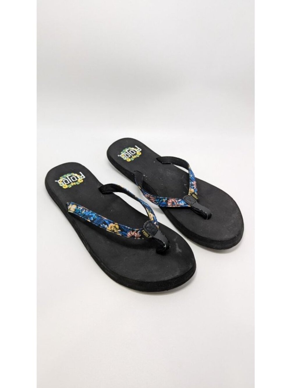 Flojos Black/Blue Floral Keilani Women's Flip-Flop Sandals
